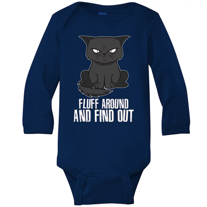 Funny Cat Fluff Around And Find Out Baby Long Sleeve Bodysuit