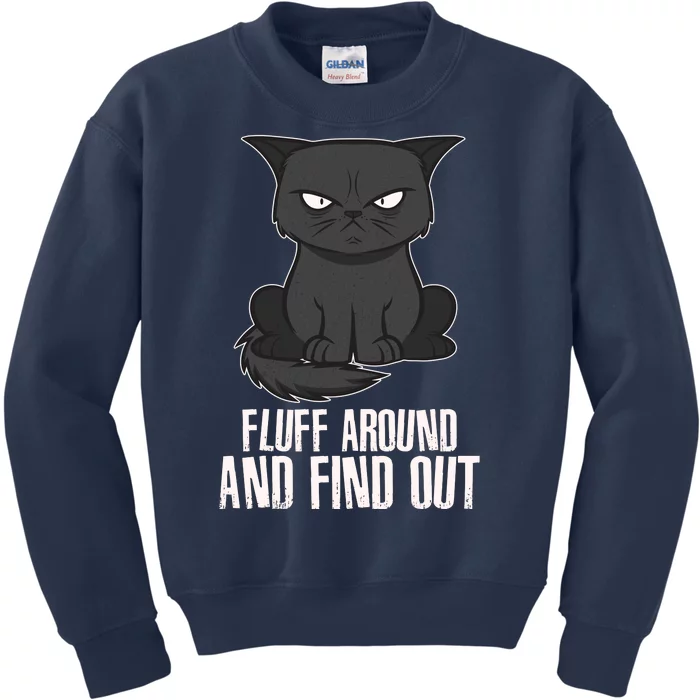 Funny Cat Fluff Around And Find Out Kids Sweatshirt