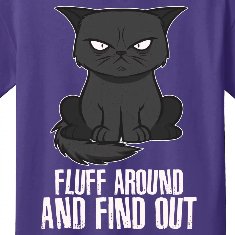 Funny Cat Fluff Around And Find Out Kids T-Shirt