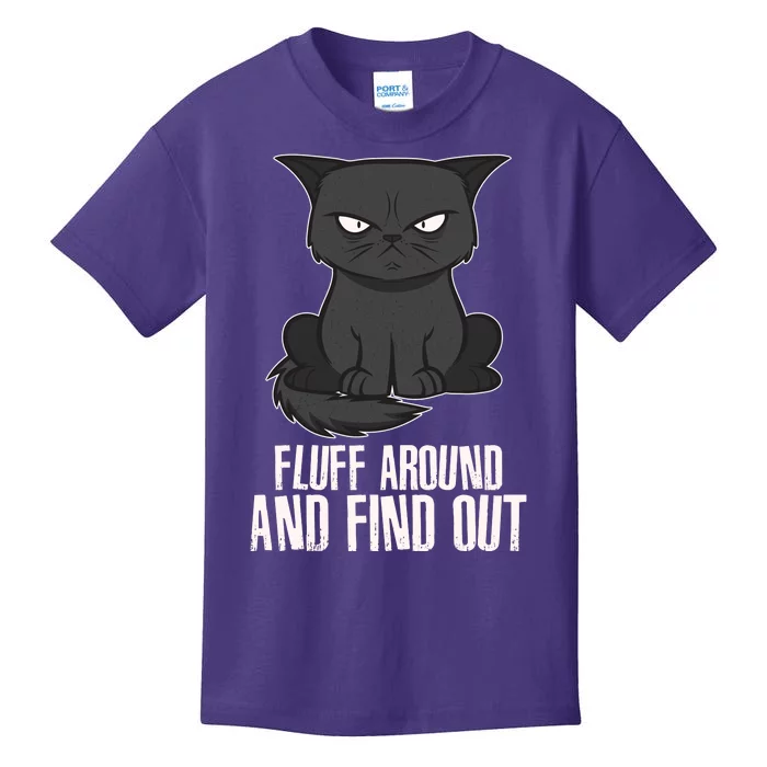 Funny Cat Fluff Around And Find Out Kids T-Shirt