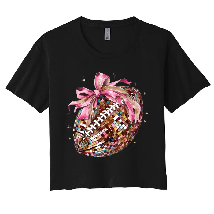 Football Coquette Football Lover Game Day Season Women's Crop Top Tee