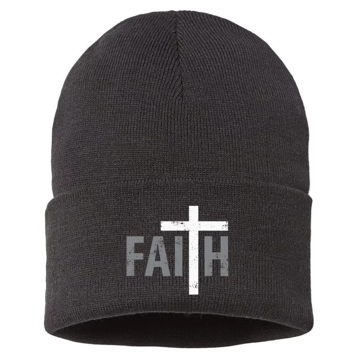 Funny Christian Faith Cross Humor Sustainable Knit Beanie