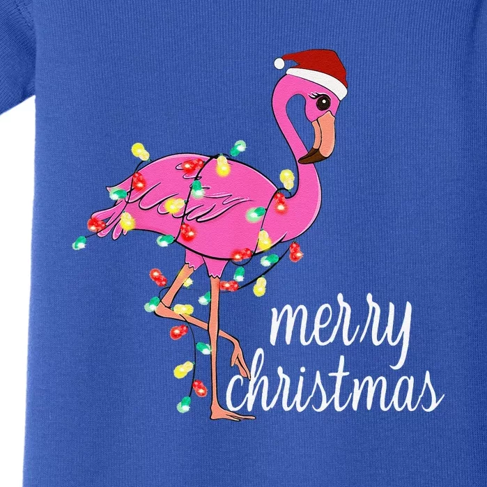 Flamingo Christmas Funny Merry Christmas Flamingo Santa Xmas Baby Bodysuit