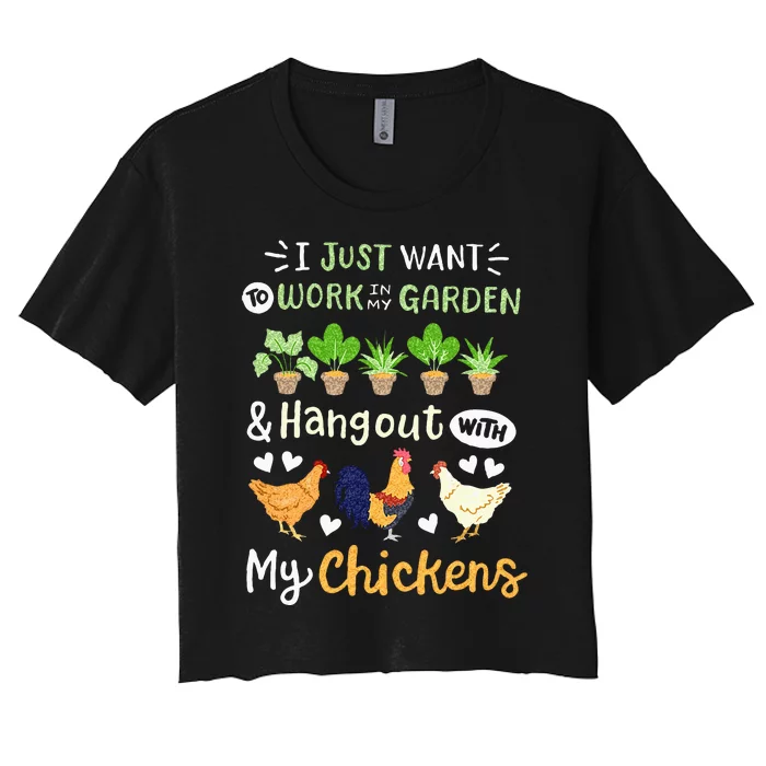 Funny Chicken For Men Women Gardening Chicken Lovers Garden Women's Crop Top Tee