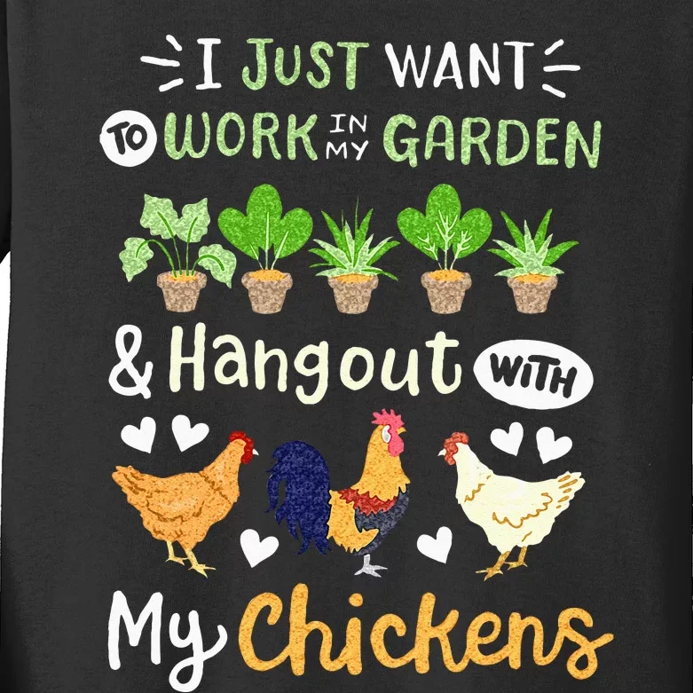 Funny Chicken For Men Women Gardening Chicken Lovers Garden Kids Long Sleeve Shirt