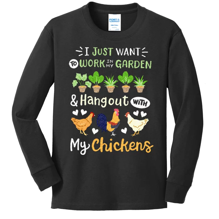 Funny Chicken For Men Women Gardening Chicken Lovers Garden Kids Long Sleeve Shirt