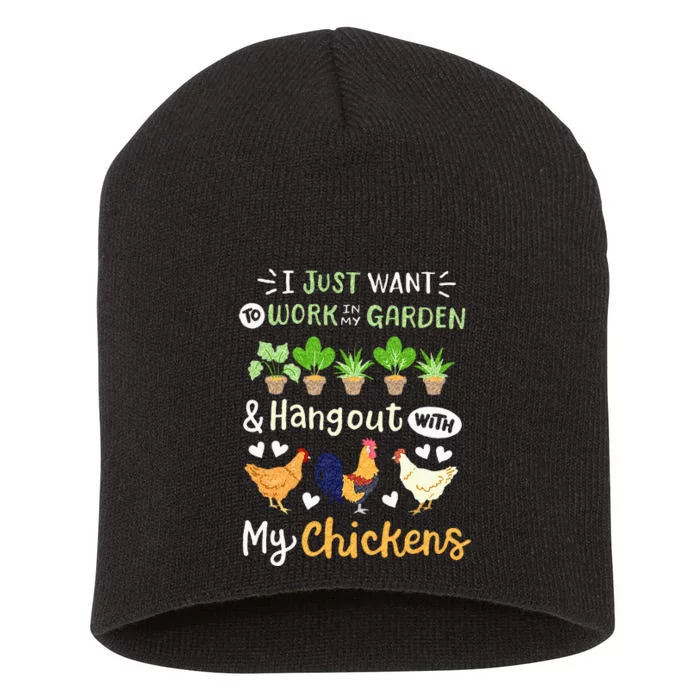 Funny Chicken For Men Women Gardening Chicken Lovers Garden Short Acrylic Beanie