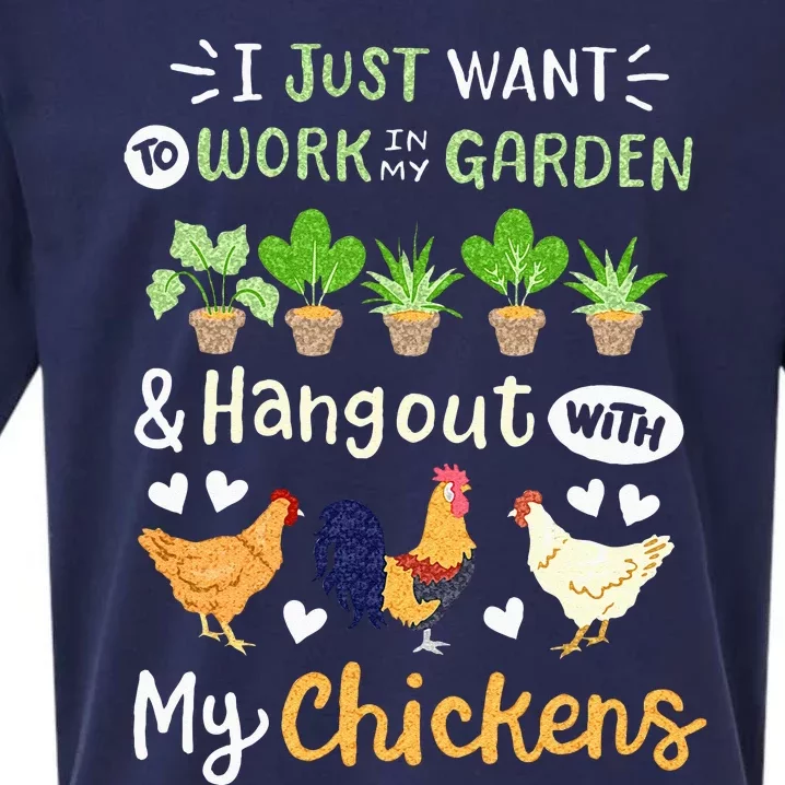 Funny Chicken For Men Women Gardening Chicken Lovers Garden Sueded Cloud Jersey T-Shirt