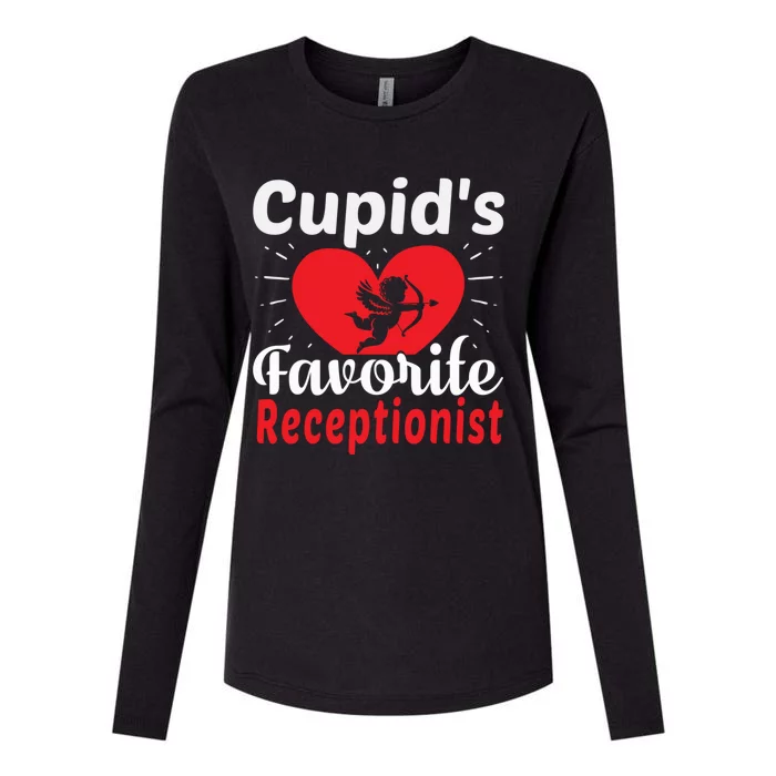 Funny Cupid's Favorite Receptionist Valentine's Day Gift Womens Cotton Relaxed Long Sleeve T-Shirt