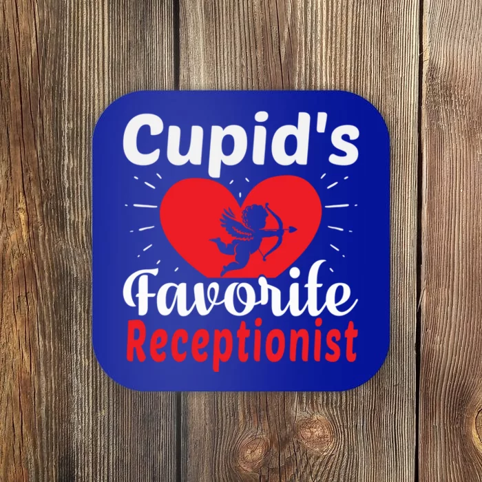 Funny Cupid's Favorite Receptionist Valentine's Day Gift Coaster