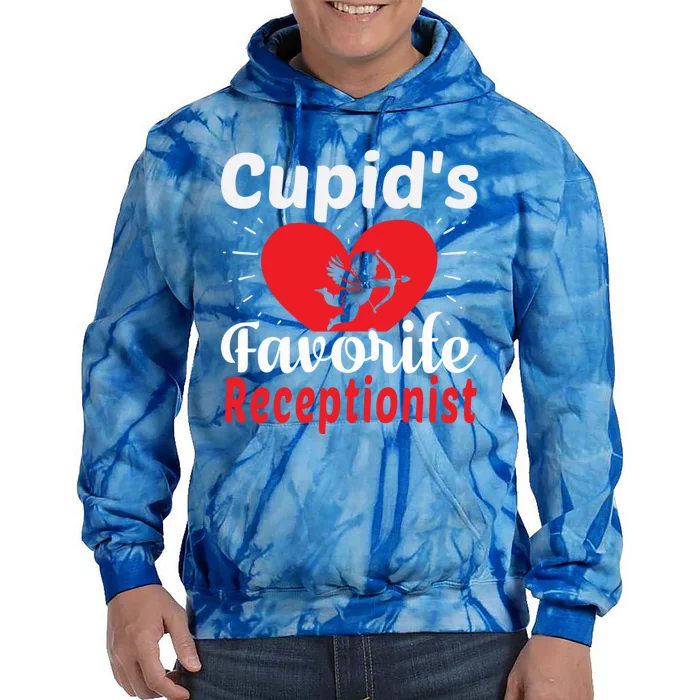 Funny Cupid's Favorite Receptionist Valentine's Day Gift Tie Dye Hoodie