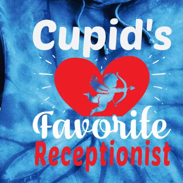 Funny Cupid's Favorite Receptionist Valentine's Day Gift Tie Dye Hoodie