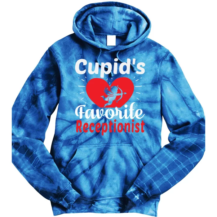 Funny Cupid's Favorite Receptionist Valentine's Day Gift Tie Dye Hoodie