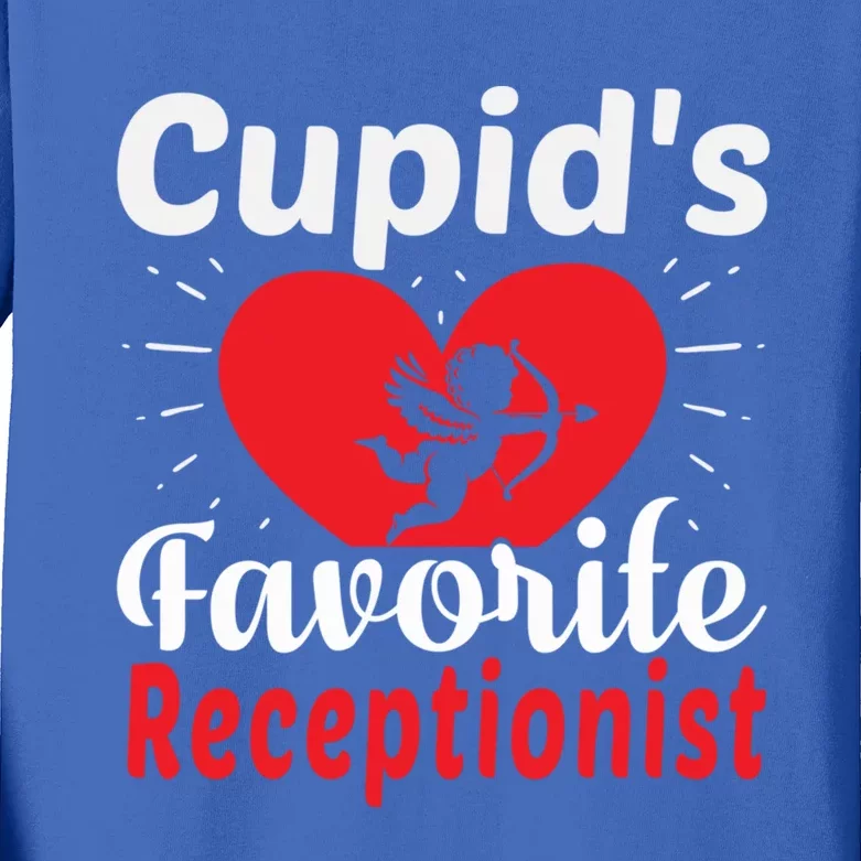 Funny Cupid's Favorite Receptionist Valentine's Day Gift Kids Long Sleeve Shirt