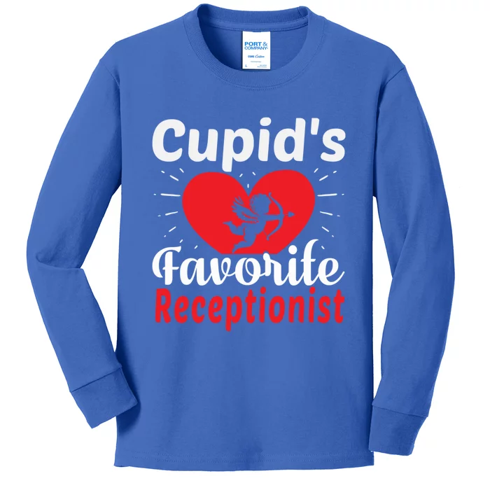 Funny Cupid's Favorite Receptionist Valentine's Day Gift Kids Long Sleeve Shirt