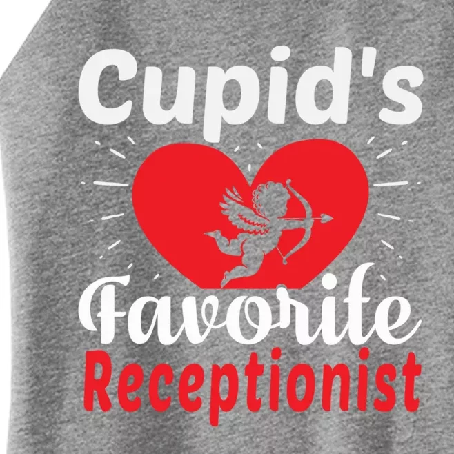 Funny Cupid's Favorite Receptionist Valentine's Day Gift Women’s Perfect Tri Rocker Tank