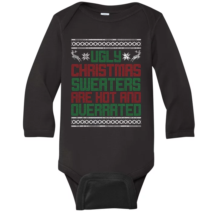 Funny Christmas For Ugly Sweater Party Baby Long Sleeve Bodysuit