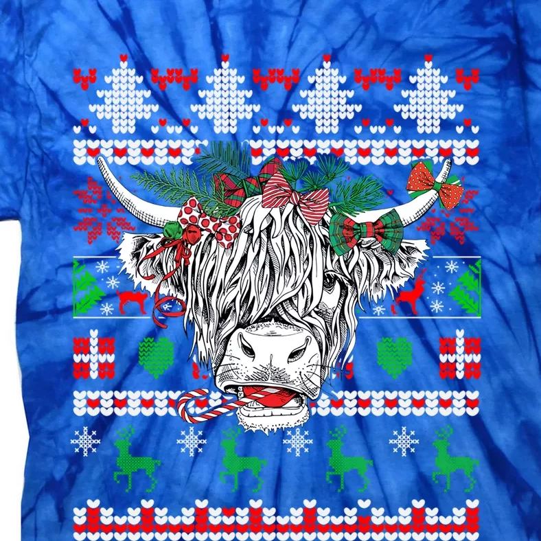 Farmhouse Cow Farmer Cow Lover Highland Ugly Christmas Cow Great Gift Tie-Dye T-Shirt