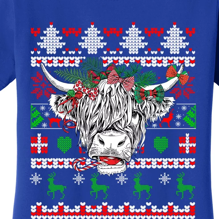 Farmhouse Cow Farmer Cow Lover Highland Ugly Christmas Cow Great Gift Women's T-Shirt