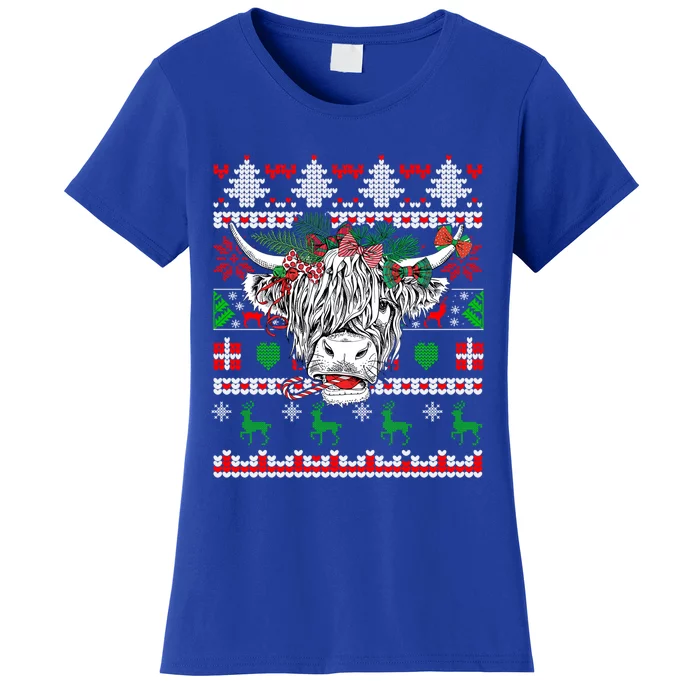 Farmhouse Cow Farmer Cow Lover Highland Ugly Christmas Cow Great Gift Women's T-Shirt