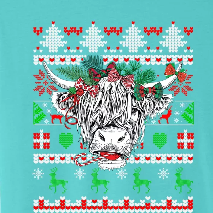 Farmhouse Cow Farmer Cow Lover Highland Ugly Christmas Cow Great Gift ChromaSoft Performance T-Shirt