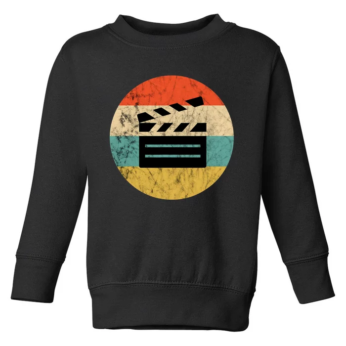 Filmmaker Clapboard Film Director Lover Retro Vintage Sunset Toddler Sweatshirt