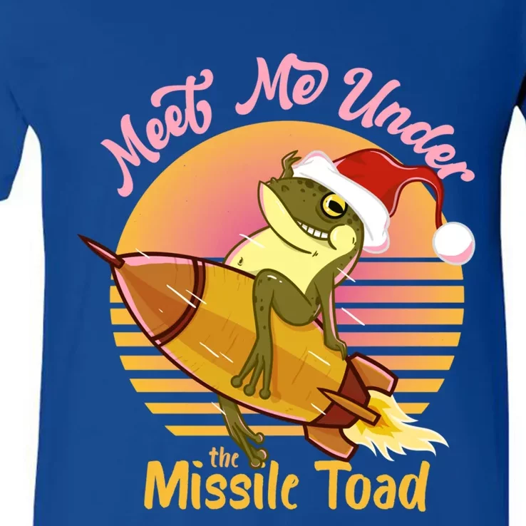 Funny Christmas Frog Meaningful Gift Meet Me Under The Missile Toad Gift V-Neck T-Shirt