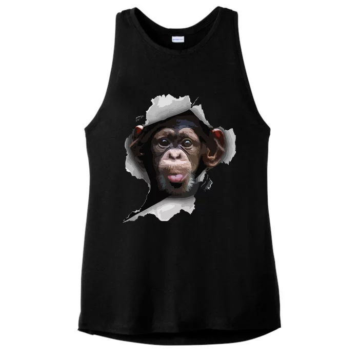 Funny Chimp, Funny Monkey, Monkey Lover Ladies Tri-Blend Wicking Tank