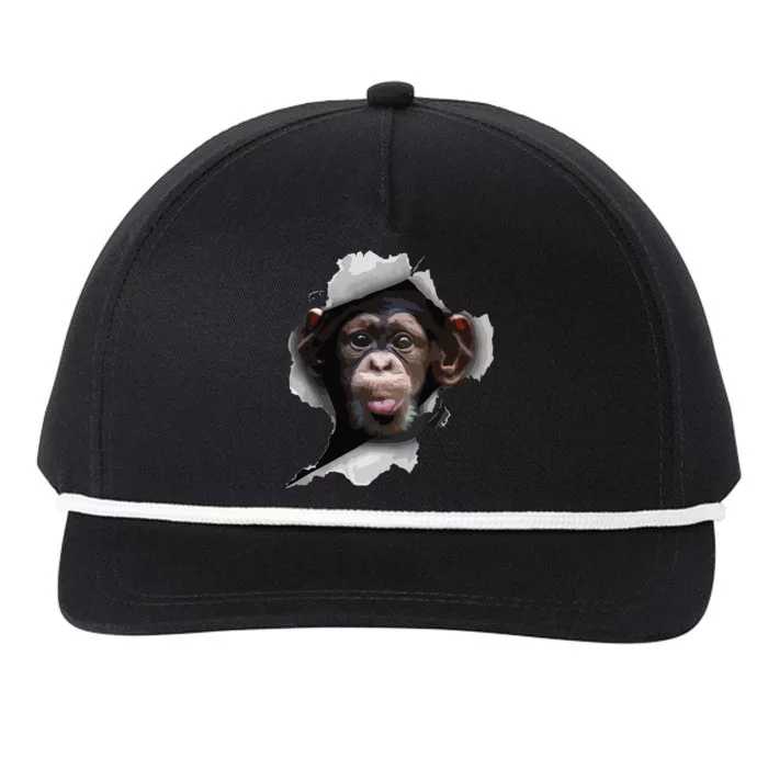 Funny Chimp, Funny Monkey, Monkey Lover Snapback Five-Panel Rope Hat