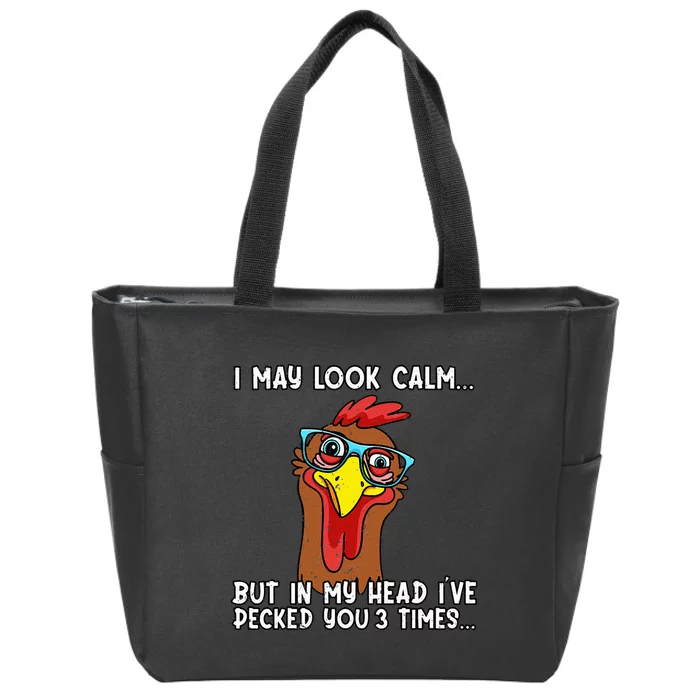 Funny Chicken Funny Farmer Chicken Mom Zip Tote Bag