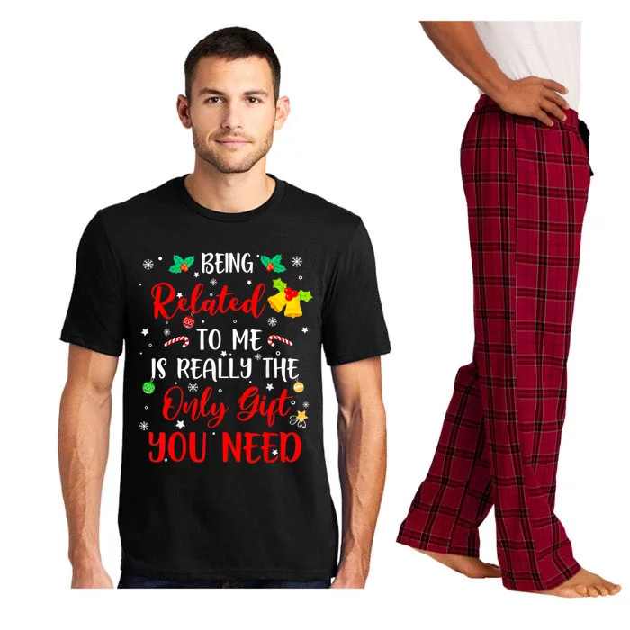 Funny Christmas Family Squad Xmas Funny Gift Being Related To Me Cute Gift Pajama Set