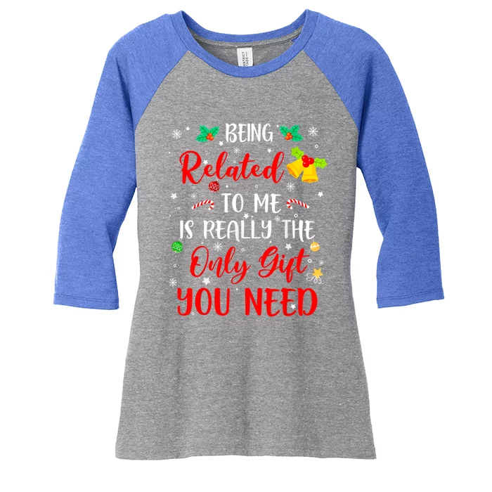 Funny Christmas Family Squad Xmas Funny Gift Being Related To Me Cute Gift Women's Tri-Blend 3/4-Sleeve Raglan Shirt