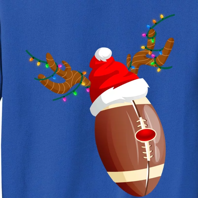 Funny Christmas Football Ball Santa Hat Reindeer Xmas Lights Gift Tall Sweatshirt