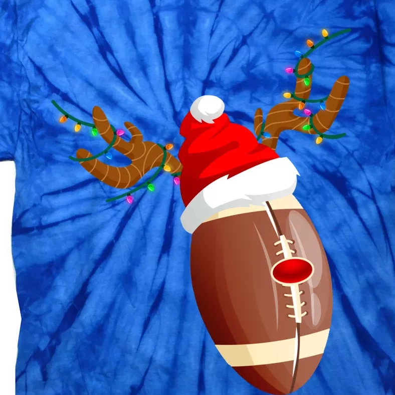 Funny Christmas Football Ball Santa Hat Reindeer Xmas Lights Gift Tie-Dye T-Shirt