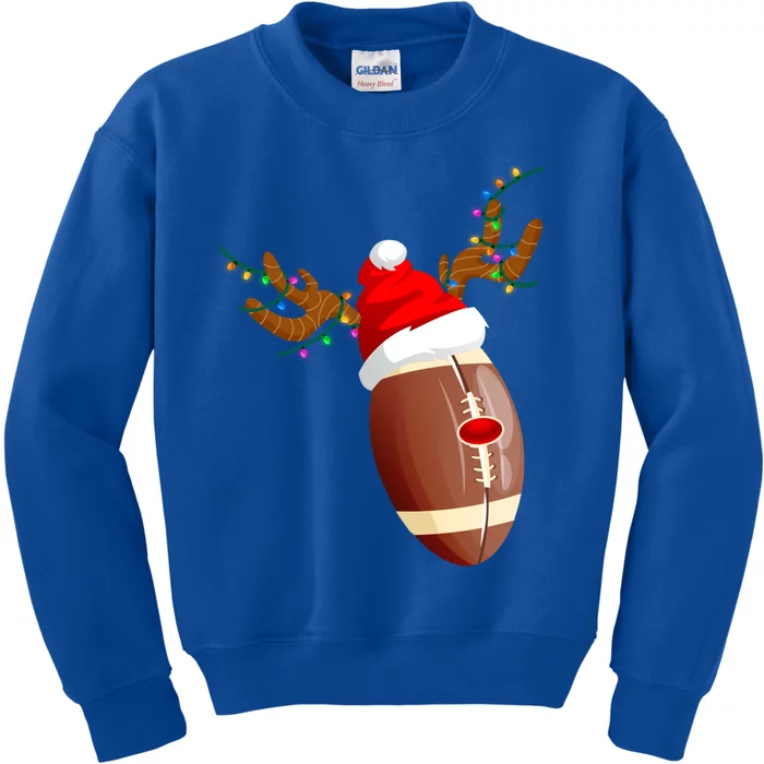 Funny Christmas Football Ball Santa Hat Reindeer Xmas Lights Gift Kids Sweatshirt