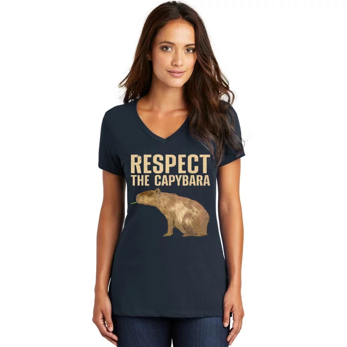 Funny Capybara For Women Cavy Rodent Capybara Lover Women's V-Neck T-Shirt