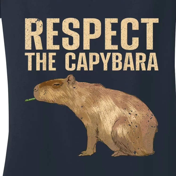 Funny Capybara For Women Cavy Rodent Capybara Lover Women's V-Neck T-Shirt