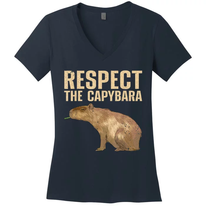 Funny Capybara For Women Cavy Rodent Capybara Lover Women's V-Neck T-Shirt