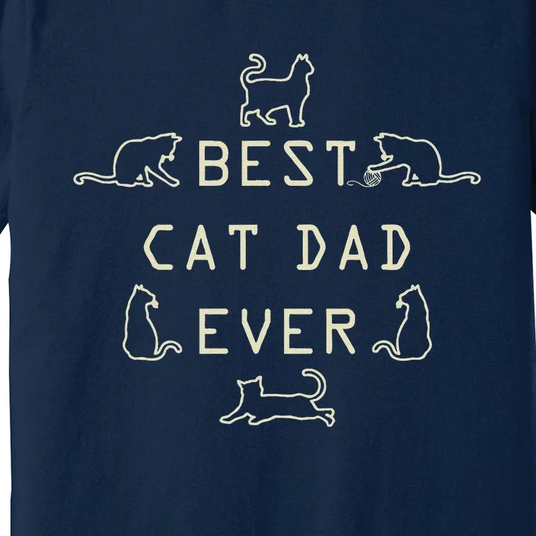 Feline Cat Father Kitty Dad Fathers Day Meow Premium T-Shirt