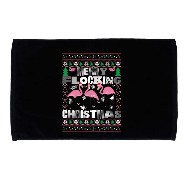 Flamingo Christmas Funny Gift Funny Merry Flocking Christmas Gift Microfiber Hand Towel