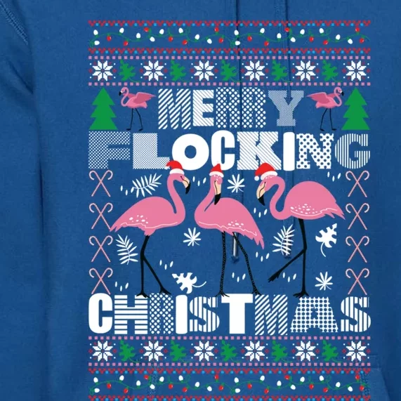 Flamingo Christmas Funny Gift Funny Merry Flocking Christmas Gift Premium Hoodie