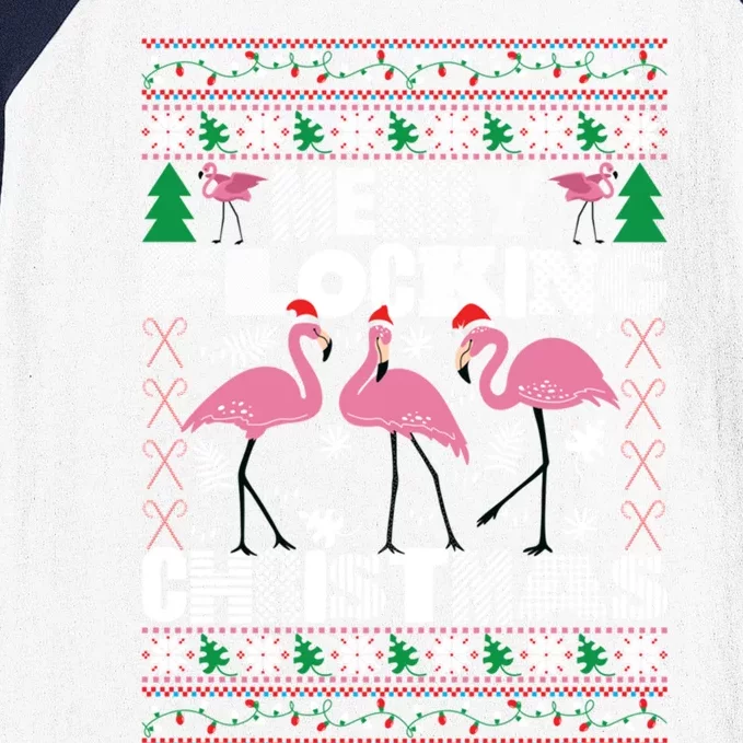 Flamingo Christmas Funny Gift Funny Merry Flocking Christmas Gift Baseball Sleeve Shirt