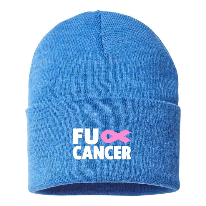 Fu Cancer Fu Cancer Fuck Breast Cancer Awareness Gift Sustainable Knit Beanie