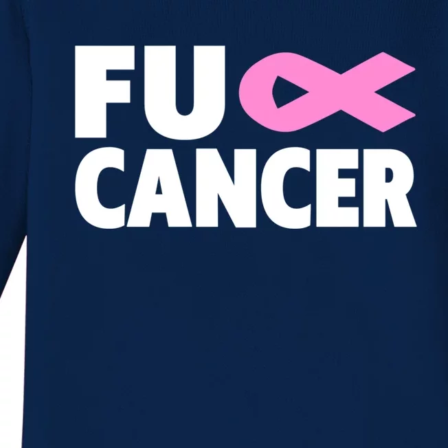 Fu Cancer Fu Cancer Fuck Breast Cancer Awareness Gift Baby Long Sleeve Bodysuit