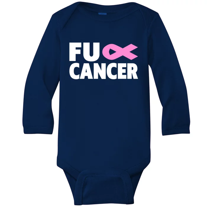 Fu Cancer Fu Cancer Fuck Breast Cancer Awareness Gift Baby Long Sleeve Bodysuit