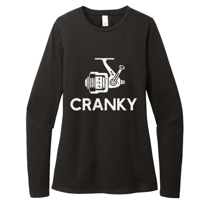 Funny Cranky Fishing Reel Pun Humor Fishermen Womens CVC Long Sleeve Shirt