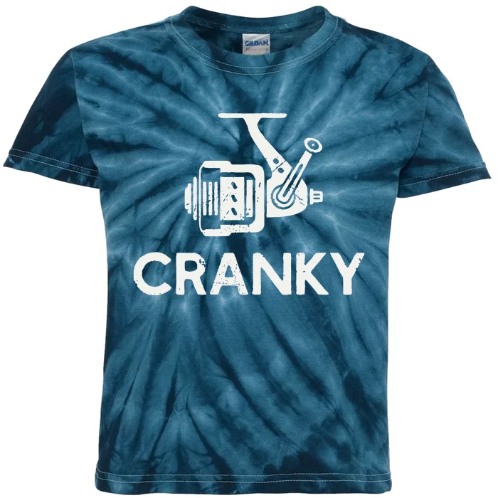 Funny Cranky Fishing Reel Pun Humor Fishermen Kids Tie-Dye T-Shirt