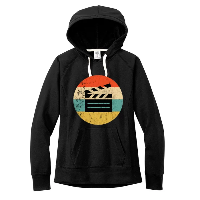 Filmmaker Clapboard Film Director Lover Retro Vintage Sunset Women's Fleece Hoodie