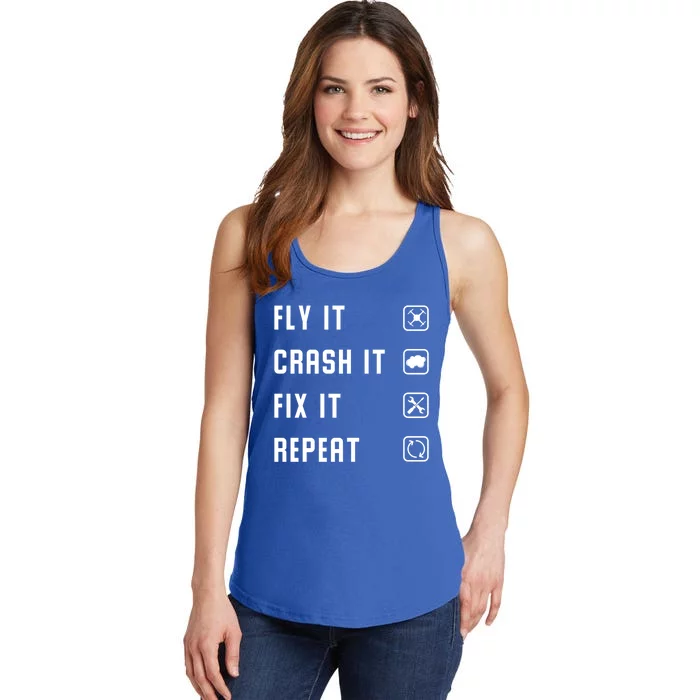 Fly Crash Fix Repeat Drone Pilot Cute Gift Ladies Essential Tank