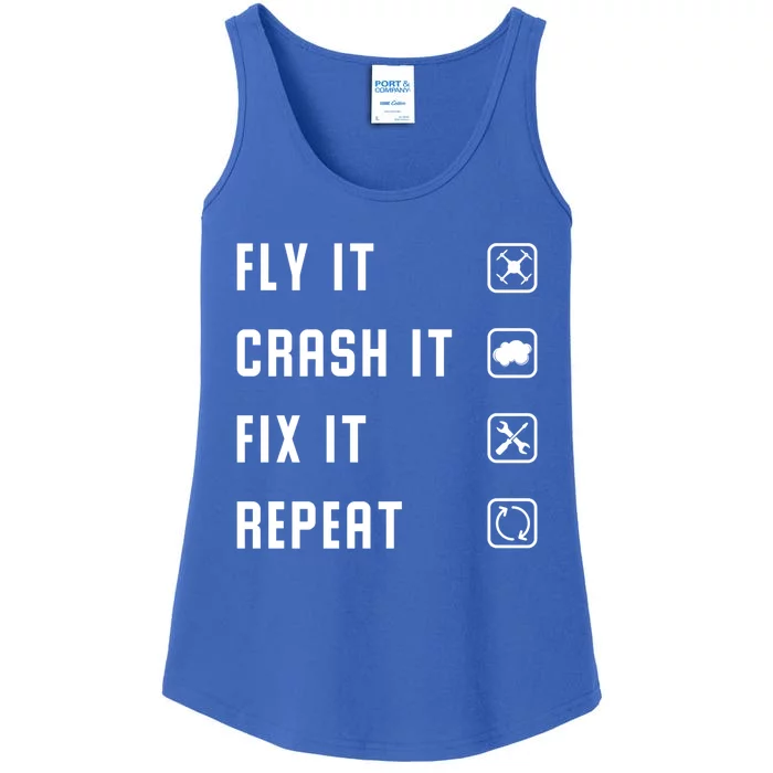 Fly Crash Fix Repeat Drone Pilot Cute Gift Ladies Essential Tank